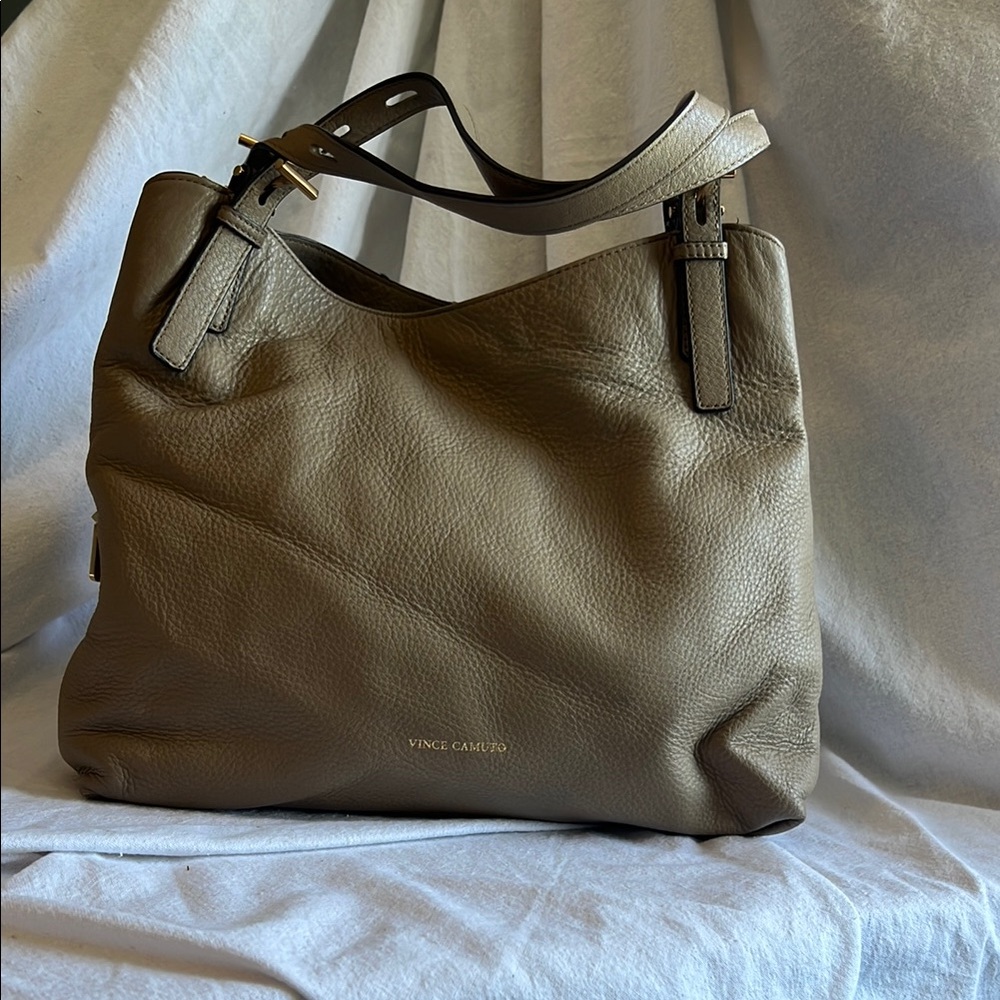 Vince Camuto Tan Pebbled Leather Shoulder Bag